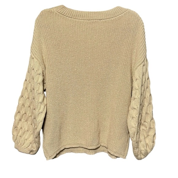 PRETTY GARDEN Chunky Knit Textured Balloon Sleeve Sweater Size Large - Picture 6 of 8